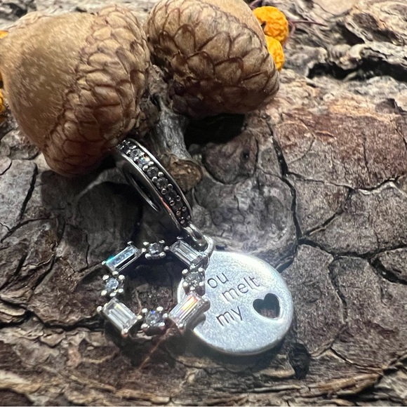 Authentic Pandora Charm Ice Carving Dangle Silver Baguette Clear Zirconia - Picture 4 of 8